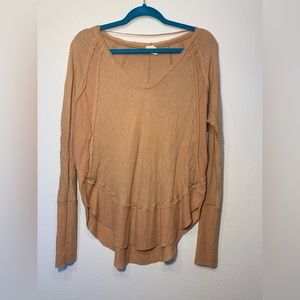 We the Free by Free People Tunic- Longsleeve Waffle/Ribbed in Burnt Orange